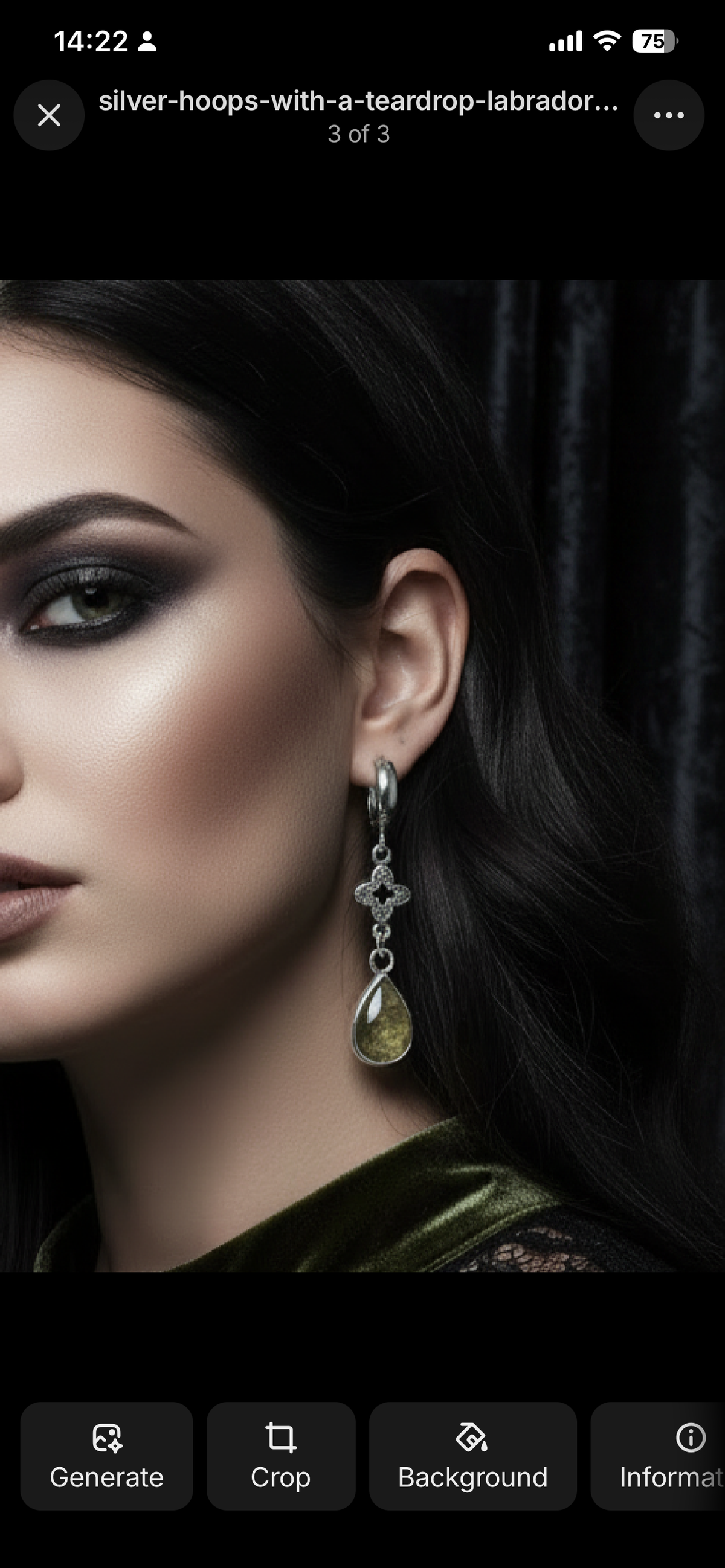 Luxe Amethyst Droplet Earrings.  Chunky silver hoops with a silver clover charm and an Amethyst teardrop crystal. Worn by a model on a dark background.
