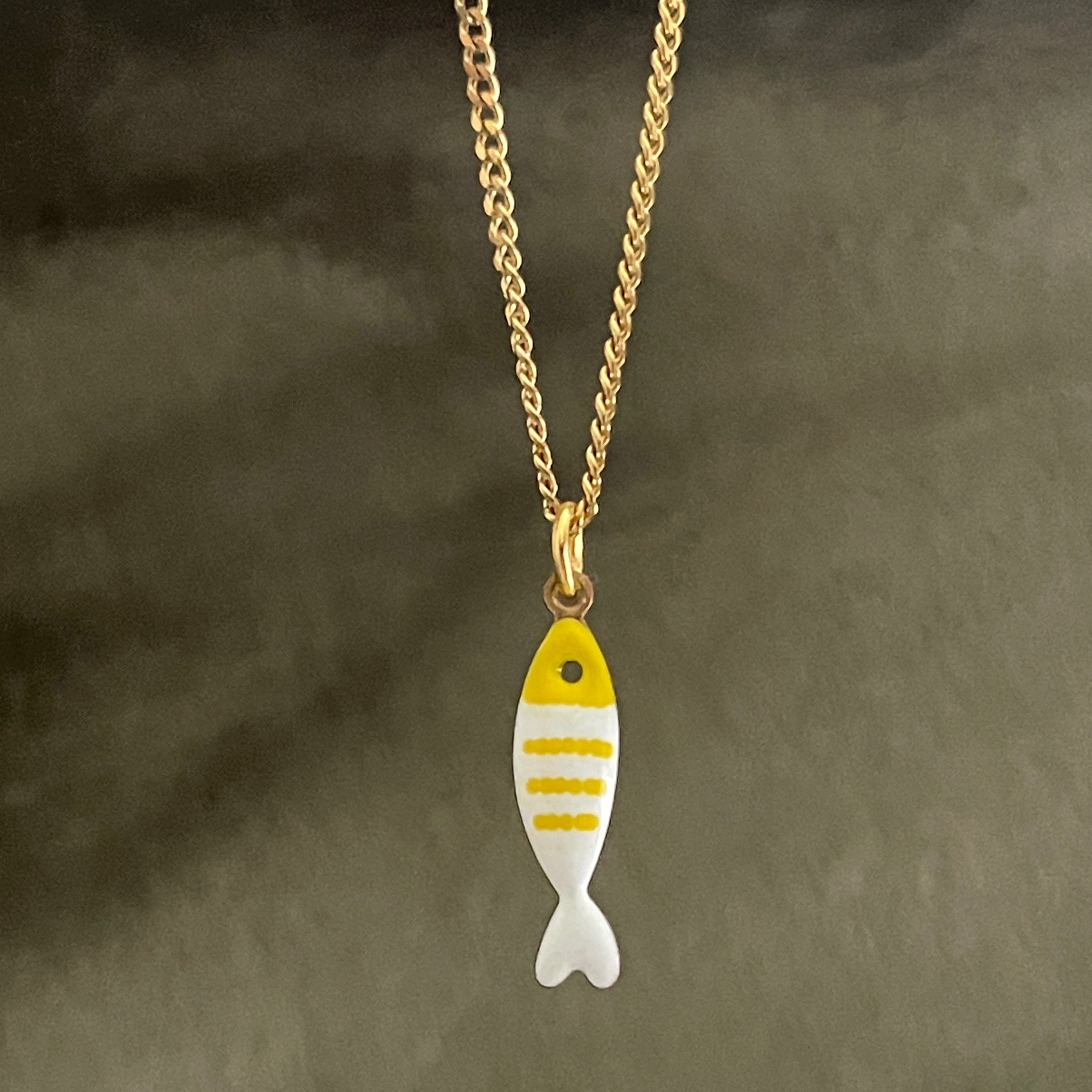 Little Splash | Tiny Enamel Fish Necklace - Yellow