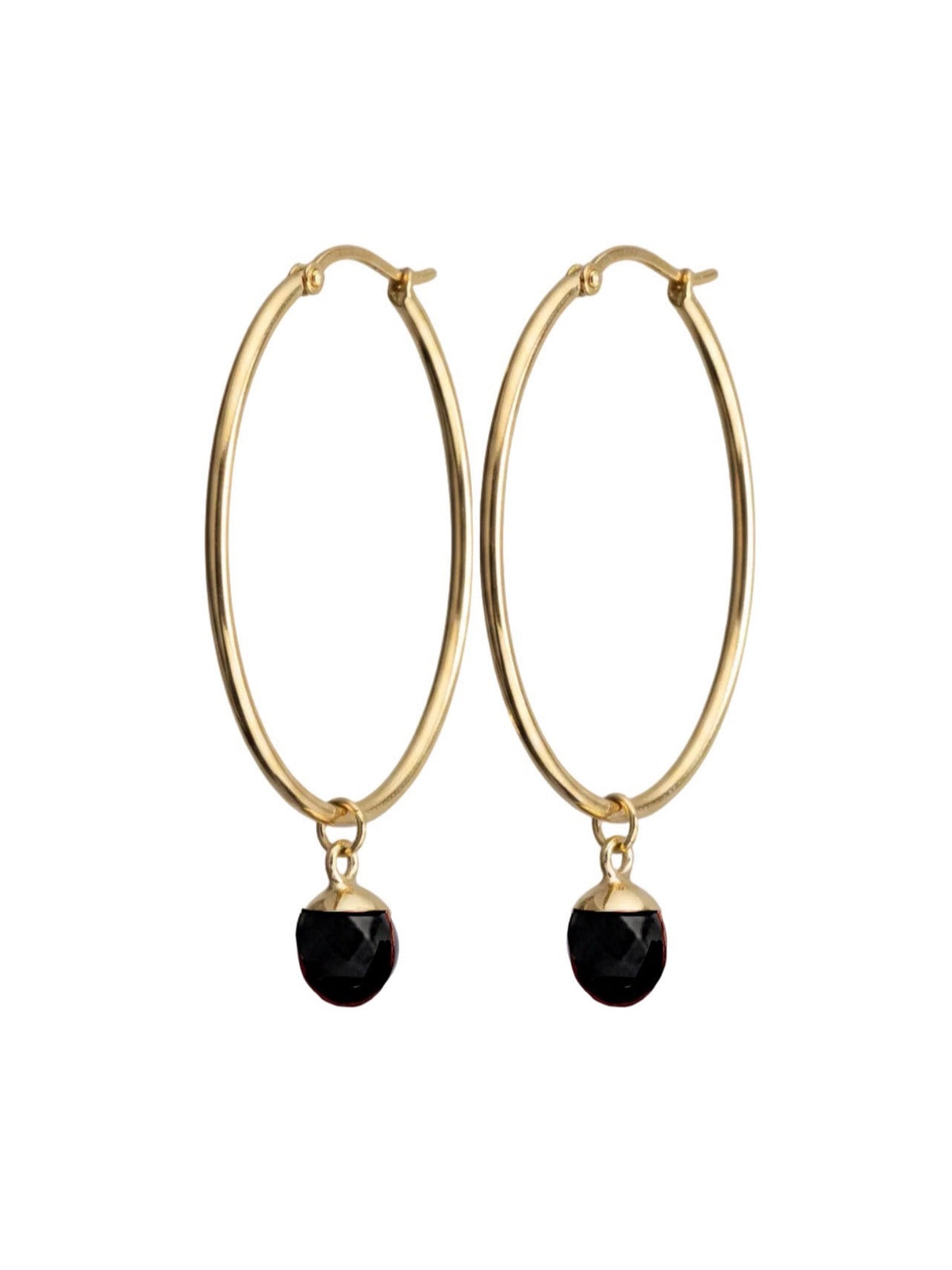 Obsidian Orbit Hoops | Gold