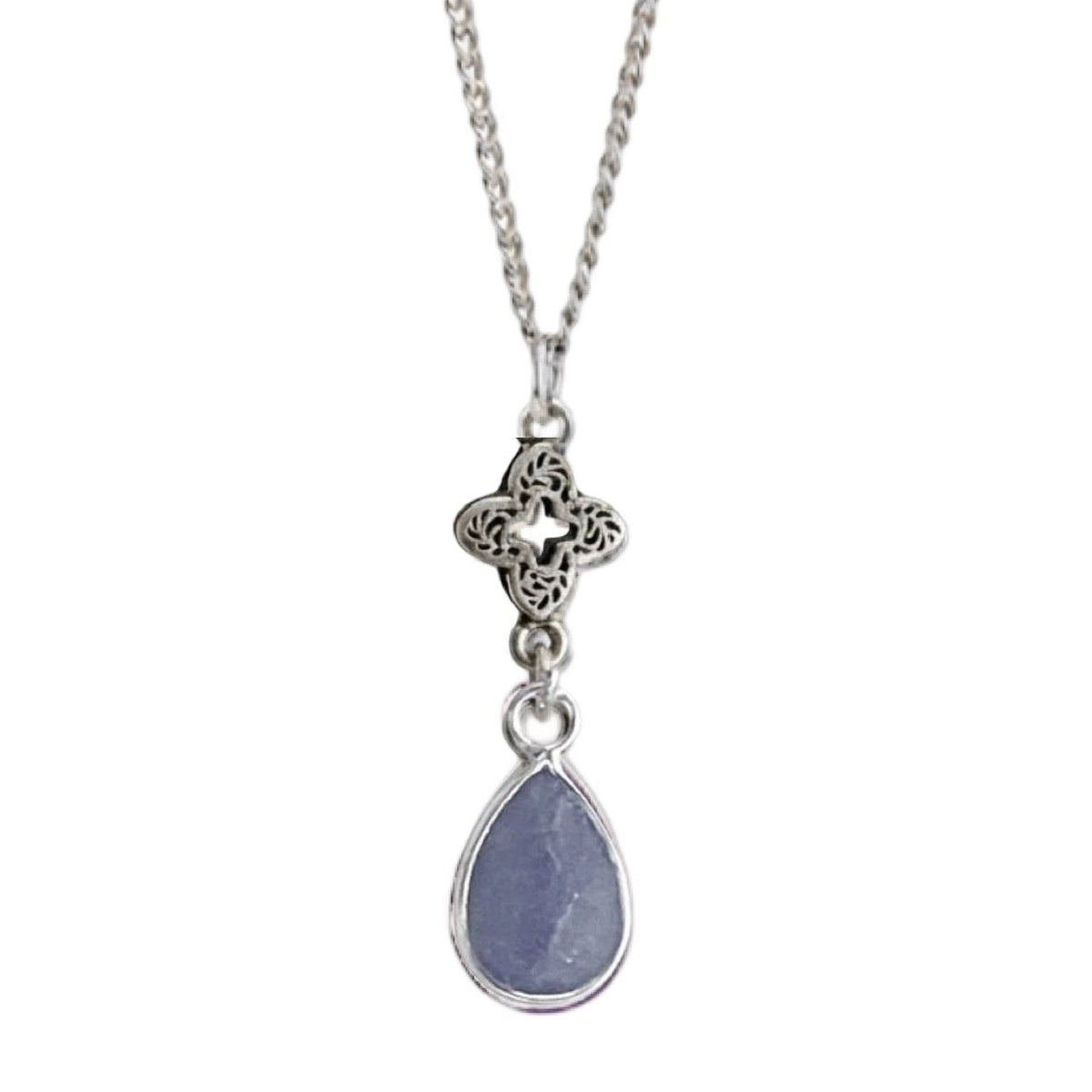 Luxe Blue Agate Droplet Necklace