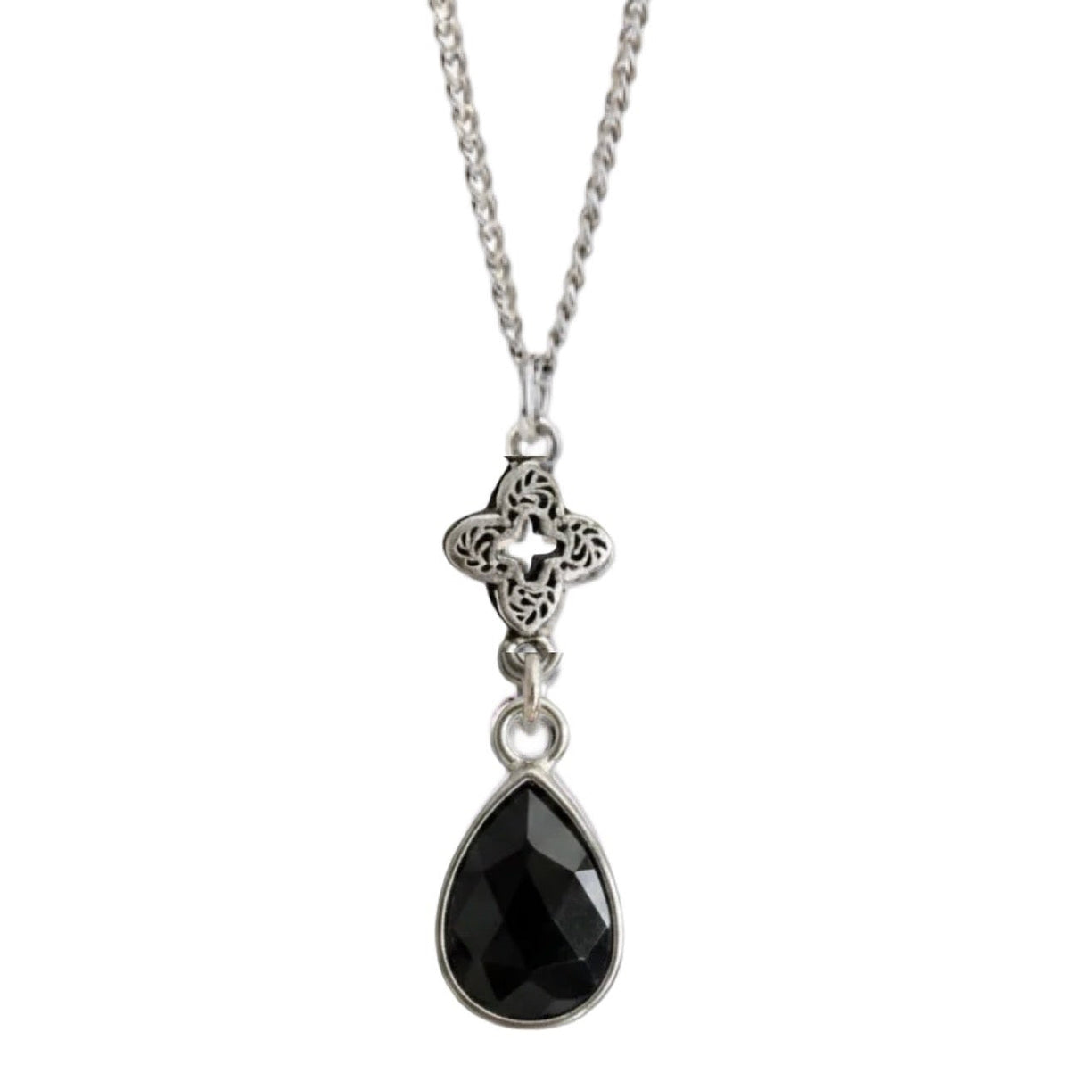 Luxe Black Agate Droplet Necklace
