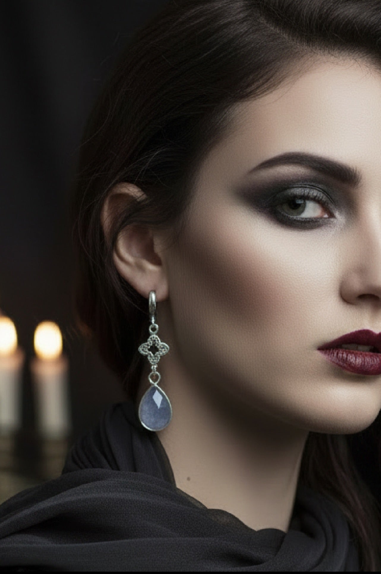 Luxe Blue Agate Droplet Earrings