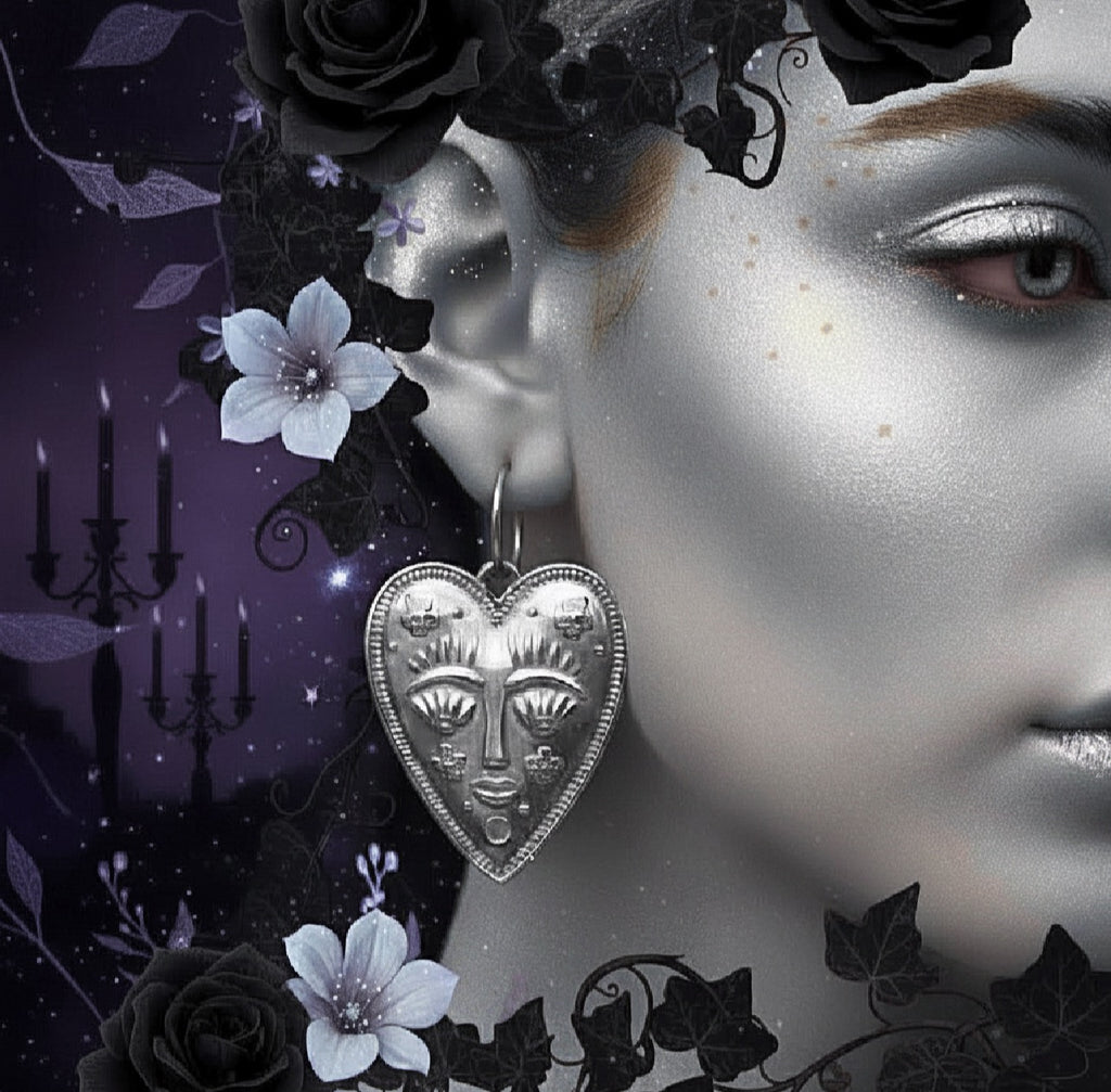 Helios Heart Statement Hoops | Silver