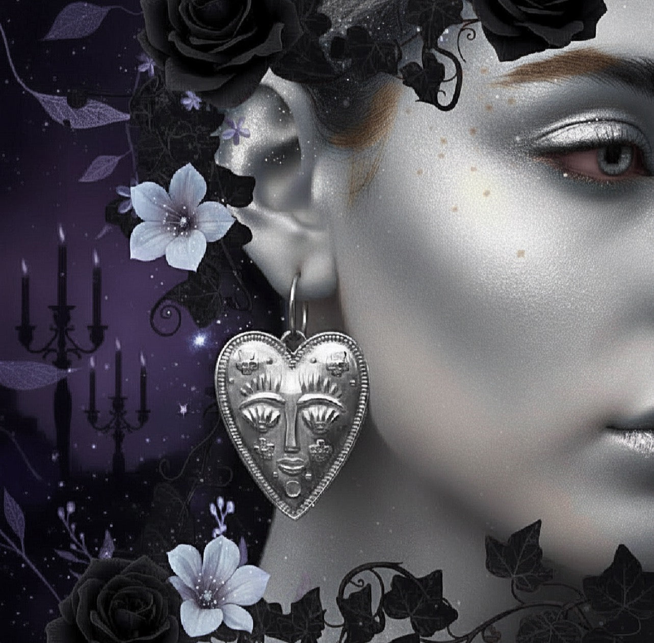 Helios Heart Statement Hoops | Silver