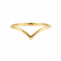 A polished yellow gold ring with a unique wavy, V-shaped chevron design, shown on a plain white background.