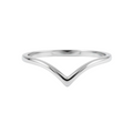 A polished silver ring with a minimalist, open V-shaped chevron design, shown against a plain white background.
