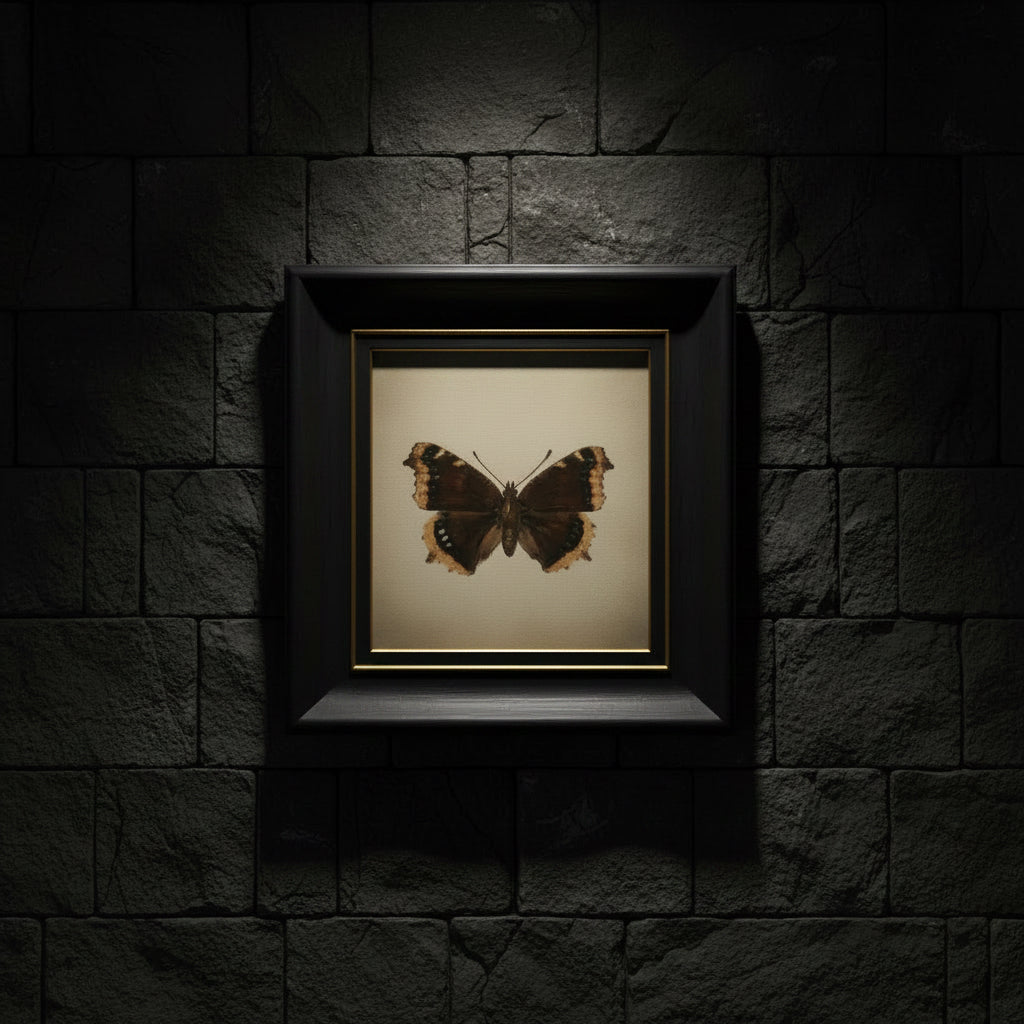 Butterfly with brown and orange wings on a dark background 