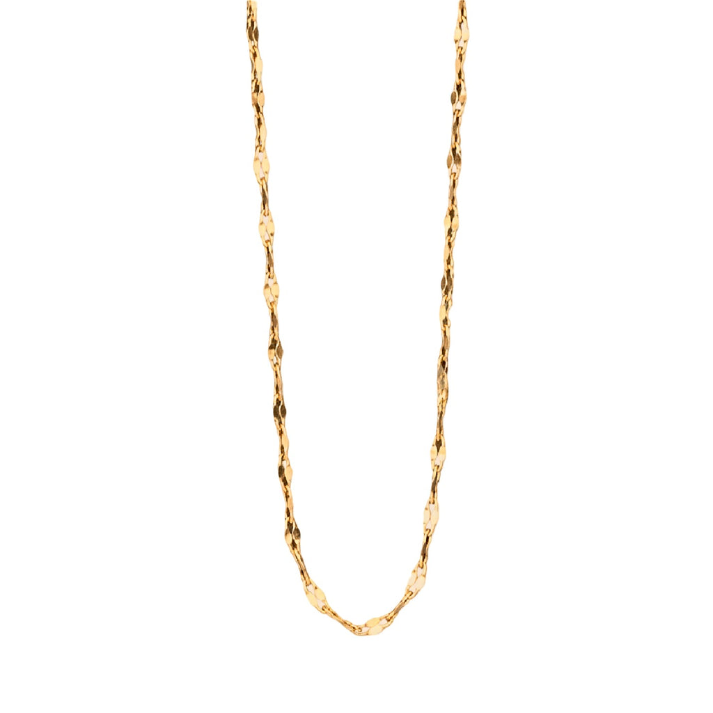 Gold chain necklace on a white background