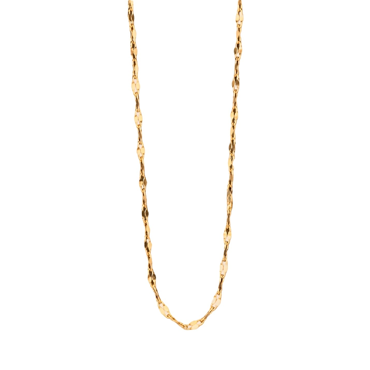 Gold chain necklace on a white background