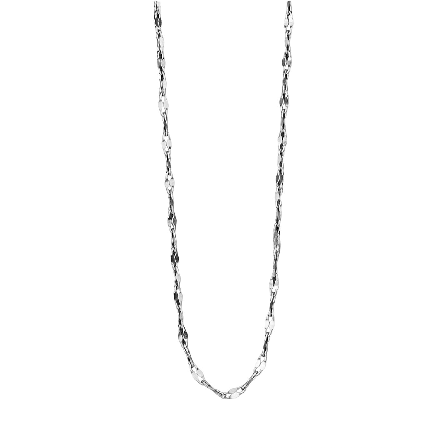 Silver chain necklace on a white background