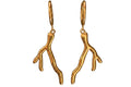 Gold coral-shaped earrings on a white background
