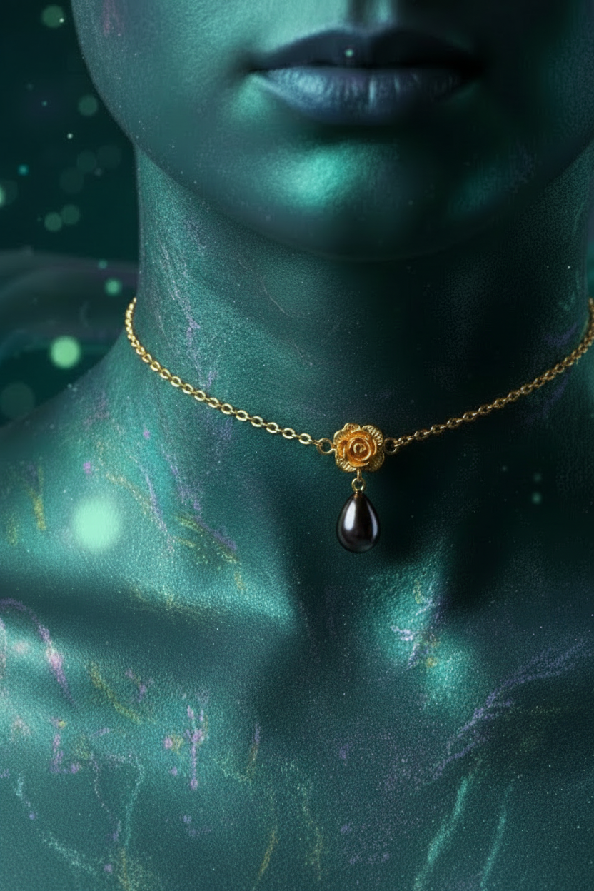 Orphium | Black Pearl Choker | Gold