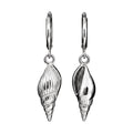 Silver shell-shaped earrings on a white background